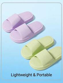 Pantuflas de interior/baño de EVA para hombres y mujeres, adecuadas para uso en el hogar, la playa o la ducha - 2 pares de zapatos, morados y verdes - Ver 9