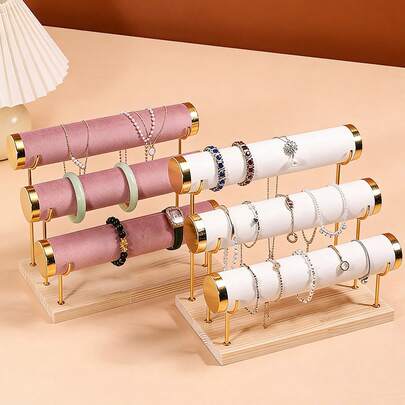 1件装，黑色/白色/米色/粉色/绿色，单层/双层/三层金色，简约金色三层手镯架，手表和手镯展示架，珠宝收纳架，店铺道具，美观的柜台装饰