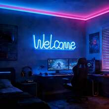 1pc LED Letter "Welcome" Neon Light Wall Decor, Battery/USB Powered Ambient Light For Bar, Shop, Bedroom, Living Room, Romantic, Party Decoration - Welcome Neon Sign - View 11