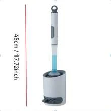 Silica Gel Toilet Brush - Silica Gel Toilet Cleaner Brush With Water Spray, Reusable, Wall-Mounted Or Freestanding With Base, No Drilling Required - Multicolor - View 10