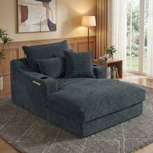 67"Oversized Boneless Sofa Bed With Cup Holder Storage Bag Deep Seat Sleeper Couch Reading Couch For Living Room, Bedroom, Apartment,No Assembly Required,Dark Gray - 深灰色-67英寸 - 查看 3