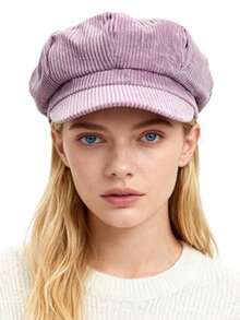 1pc Unisex Retro Corduroy Newsboy Cap, Spring/Summer Painter Hat, Travel Cabbie Hat - Multicolor - View 8