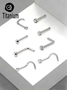 Khuyên mũi mini STM-F136 bằng titan 20G0.8mm, bi tròn và đính kim cương G23, kiểu dáng thanh thẳng, thanh chữ L, thanh cong, trang sức xỏ mũi phổ biến và được ưa chuộng dành cho nữ. - MŨI - Xem 4