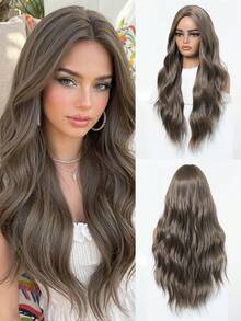 Tóc giả xoăn dài 28 inch màu nâu, kiểu gợn sóng, rẽ ngôi giữa, phù hợp cho nữ giới sử dụng hàng ngày, dự tiệc, cosplay, Halloween, Giáng sinh, Năm mới, lễ hội âm nhạc, quà tặng cho bé gái, quà tốt nghiệp mùa hè. - màu nâu - Xem 12