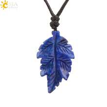 1pc Natural Stone Leaves Pendant Necklace For Women Healing Hand Carved Crystal Necklaces Man Jewelry Halloween Gift H246 - Necklace - View 16