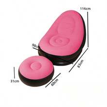 1 Set de Sofá y Reposapiés Inflable de Ocio, Sofá Reclinable Plegable para Exteriores, Sofá Perezoso de Felpa - Multicolor - Ver 11