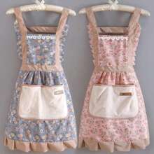 1pc Women's Kitchen Apron, Easy To Wipe, Fashionable Princess Style Cooking Apron, Floral Pattern Bib Apron, Oil & Stain Resistant Princess Dress Style - Multicolor - View 1
