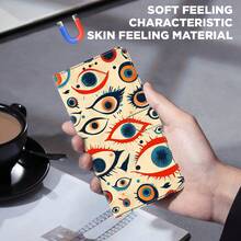 GLANDOTU Abstract Eye Design PU Leather Wallet Phone Case With Card Slots, Lanyard And Flip Stand Protective Cover - Fits Multiple Phone Brands And Models - Multicolor - View 4