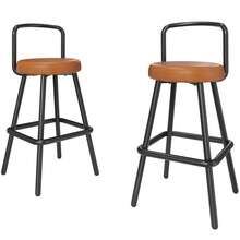 Modern Bar Stool Set Of 4 With Ergonomic Backrest, Water-Repellent PU Leather And Sturdy Iron Legs, Bar Stool With Backrest, Footrest For Bar, Kitchen & Dining Room, Brown - Brown + Metal + Polyurethane Leather + 4 - View 4