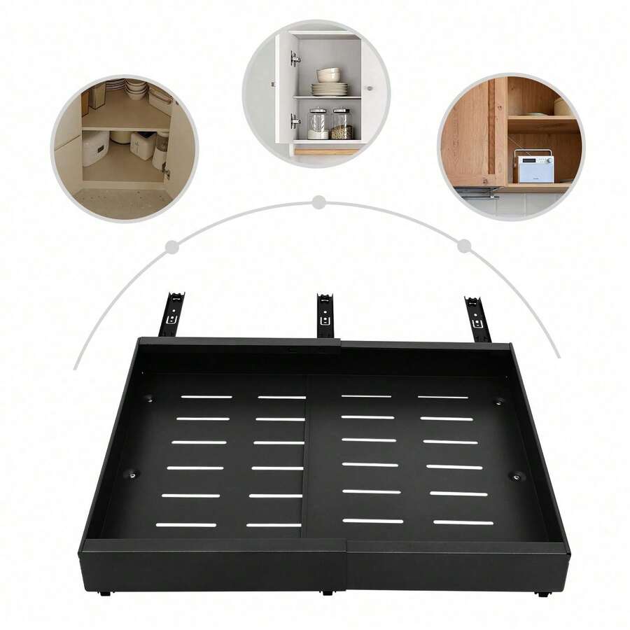 SanBouSi Pull Out Cabinet Drawer Telescopic Drawer Extendable Cabinet Drawer - Black - View 1