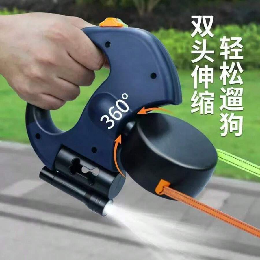 Dây dắt chó tự động thu gọn một-hai đầu, dây dắt chó hai trong một chống nổ, dùng cho hai con chó. - Nhiều màu - Xem 1