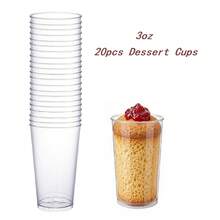 Bộ 20/40/100 chiếc cốc nhựa mini đựng tráng miệng 90ml (3oz), bát tráng miệng bằng nhựa tái sử dụng, cốc tròn đựng tráng miệng, khuôn bánh, thích hợp cho các món tráng miệng, bánh pudding, mousse, dã ngoại và tiệc tùng. - trong suốt - Xem 13