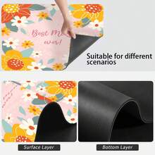 1pc Vintage Floral Blotter - Multipurpose Absorbent Pad For Mother's Day Decor, Polyester Waterproof Countertop Protector Mat For Kitchen, Dining Table, Washing Machine, Bathroom Vanity, Coffee Machine, Party Supplies To Add Happiness To Home - Red Flower Heart Frame - View 10