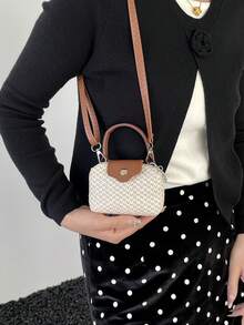 Mini Strohsack, Lippenstifttasche, Münzbeutel, elegante gewebte Handtasche, Urlaubstasche, Mini-Tragetasche, Teigtasche, Hornbeutel mit Klappe und verstellbarem Schultergurt, ideale Geschenktasche für Partys, Galas, formelle Anlässe, geeignet für Kleider, Klassenzimmer, Urlaub, Outdoor-Aktivitäten, Reisen, Sportstätten, besonders für Frauen, Mädchen, Studenten - Beige - Übersicht 7