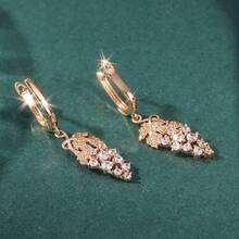 1 Đôi bông tai mặt dây chuyền hình lá nho sang trọng tinh tế, đính đá Cubic Zirconia tổng hợp sáng bóng, phụ kiện thanh lịch dành cho phái nữ trong các dịp lễ hội, đám cưới hoặc tiệc tùng, cũng là món quà sinh nhật hoàn hảo. - Hoa hồng vàng - Xem 6