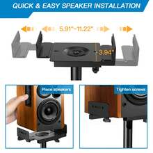 PERLECARE 2Pcs Universal Speaker Stands For Surround Sound -Height Adjustable Extend 33.3"To 45.1", Floor Speaker Stand For Satellite & Studio & Bookshelf Speakers Up To 11LBS, Black - 黑色 - 查看 8