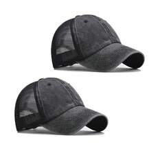 2 chiếc mũ lưỡi trai lưới màu đen cỡ XXL, phong cách thường ngày đa năng (màu đen mài) - Áo lưới nửa kín đáo cỡ lớn - Xem 3