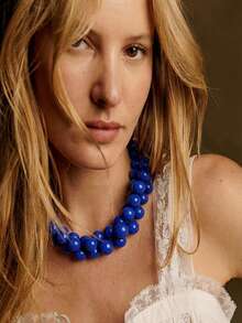 1件欧美波西米亚风塑料圆形几何串珠项链，适合夏季海滩佩戴 - 樹脂串珠多層項鍊 - 查看 2