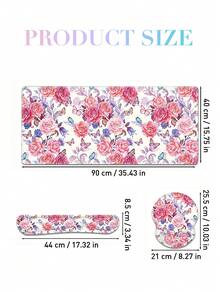 Keyboard Mouse Pad Set, Large Game Mouse Pad And Keyboard Wrist Rest And Mouse Pad With Wrist Rest, Peony Ergonomic Non-Slip Mouse Pad, Suitable For Home Office (Pink) - View 8