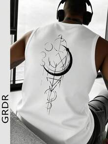 GRDR 男士夏季印花圆领休闲背心 - 白色 - 查看 4