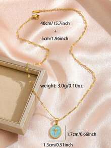 1pc Girls' Stainless Steel Cross Necklace - Versatile Fashion Pendant,  & Multi-Occasion Gift - Multicolor - View 3