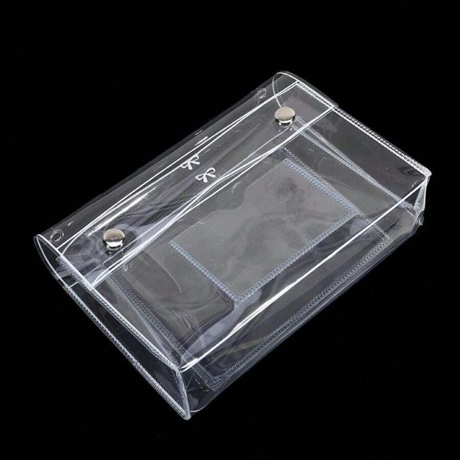 1个大容量透明铅笔盒，简约笔袋化妆包，多功能文具办公用品 - 彩色 - 查看 1