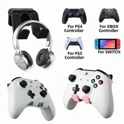 Gancho multifuncional para PS/X/Switch, fijación adhesiva/con tornillo, embalaje sin adornos, solución versátil de suspensión