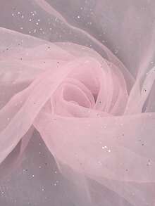 1 mảnh vải organza mỏng manh họa tiết sao, chất liệu vải trong suốt sang trọng dùng làm váy cưới, chân váy dài thướt tha cho sàn diễn thời trang. - hồng - Xem 4