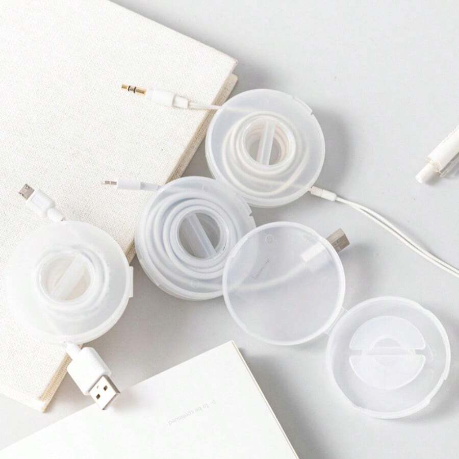 可伸缩线缆整理器，圆形塑料线缆卷轴收纳器，适用于充电器和数据线，旅行和居家防缠绕设计，经久耐用且小巧 - A - 查看 1