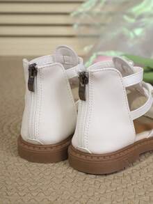 New Princess Shoes, Girls Sandals, Girls Shoes, Summer Flat Thick Bottom Open Toe Sandals, High-Top Roman Shoes, Soft Bottom Baby Shoes, Versatile Comfortable Big Kids Plus Size - White - View 3