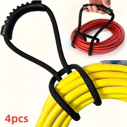 Set Of 4 Versatile Storage Straps With Handle - Organizer For Extension Cords And Hoses, Space Efficient For Home, Garage, Boat, RV - Sturdy And Easy To Install