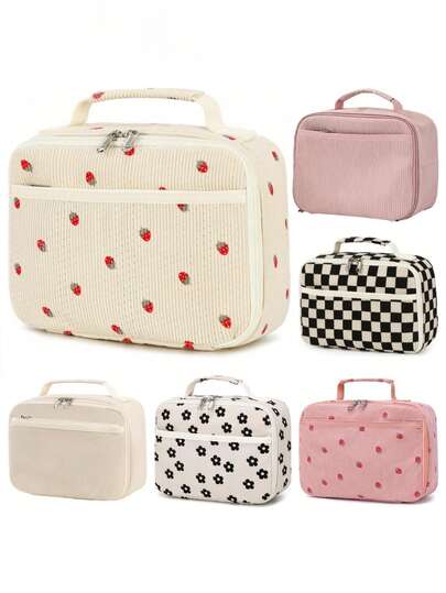 Large Capacity Insulated Lunch Bag (Suitable For Corduroy Material) - Handbag Suitable For Office, Camping And Picnic Scenes, Machine Washable Corduroy Material, Bento Storage