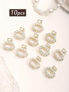 10pcs Women's Elegant Gold Faux Pearl & Rhinestone Oval Side Clips, Suitable For Daily And Casual Side Hair, Princess Hairstyle, All Season, Gift For Girlfriend, Fashionable Accessory For Commute And Date Summer Outfits Beach Claw Clips Vacay Hair Clips - Gold - View 8