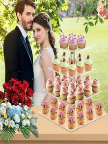 Multi-Tier Acrylic Cake Display Stand, Dessert Food Display Rack For Wedding, Birthday Party - Clear - View 3