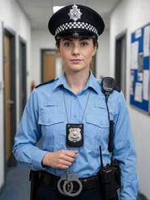 四件套帽子套装，角色扮演服装道具，包括鹰形帽子、手铐、警棍，适合角色扮演、派对和冬季装备。 - 黑色 - 查看 4