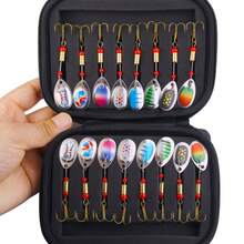 16个金属旋转亮片路亚饵，适用于鲈鱼、鳟鱼、鲑鱼，附赠钓鱼包 - 彩色 - 查看 5