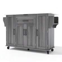 120*45cm, Mobile Kitchen Island, Kitchen Trolley, Extendable Worktop Up To 70cm, Concealed Cutlery Drawer, Adjustable Shelves, Spice Rack And Towel Rail, Suitable For Kitchen, Dining Room Or Living Room - Grey - View 11