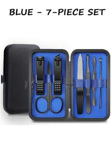 7/23pcs Black Nail Care Set, With Portable Travel Case, Nail Clipper, Nail File, Ear Pick, Face & Hand Care Kit, Gift For Boyfriend/Men/Family - Multicolor - View 6