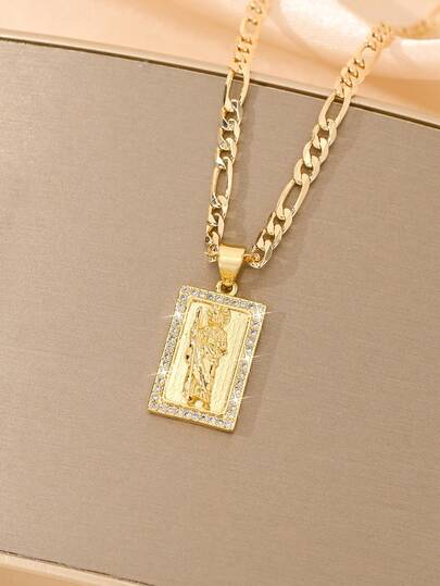  Unisex Kids' Vintage St. Jude Zirconia Necklace, Made Of 14K Gold-Plated Copper Zirconia With Uniform Plating And Warm Luster, Resistant To Oxidation And Fading For Long-Term Wear.