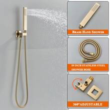 8/12/16inch Brushed Gold Shower Faucets Set Bathroom Wall Mounted Shower System Embedded Box Shower Mixer Tap Rainfall Shower Faucet - Vàng chải - Xem 5