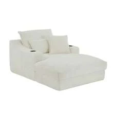 67"Oversized Boneless Sofa Bed With Cup Holder Storage Bag Deep Seat Sleeper Couch Reading Couch For Living Room, Bedroom, Apartment,No Assembly Required,White - 白色-67英寸 - 查看 10
