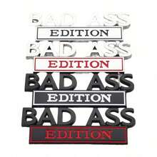 Bad  Edition Emblem, Bad  Car Tail Badge, Automobile Funny Modification Label Decal, Cars Fender Bumper Sticker Body Sticker Fit For Universal Vehicle(Black&White) - 銀+紅 - 查看 2