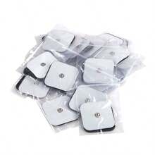 Almohadillas de electrodo de 5*5cm, almohadillas de reemplazo de hidrogel no tejido para dispositivos de masaje y terapia TENS, parches de electrodo con conector de 3,5 mm - Blanco - Ver 7