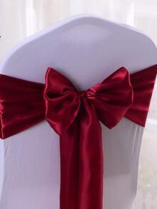 1pc Satin Ribbon Sash, Wedding Party Chair Back Decoration, Bow Tie Chair Strap - 1PC - View 22