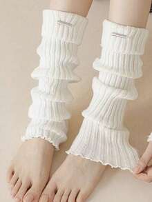 1/4 Pairs Random Color Solid Ribbed Knit Leg Warmers For Women, Suitable For Autumn/Winter, Color Randomly Assorted (No Metal Clips), Cozy - Multicolor - View 2