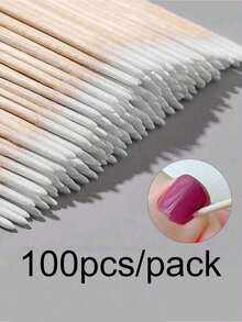 100/200/300/500/2000/5000pcs Double-Ended Nail Polish Remover Sticks, Mini Dual-Sided Tool For Eyebrows, Makeup Removal, Approx. 100pcs/Pack (1/2/3/5 Packs) - Multicolor - View 2