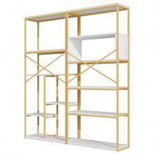 Librerie - Oro+Bianco + MDF+Metallo + Moderno-1 - Visualizzare 10