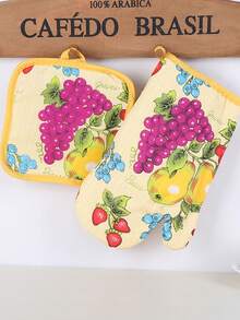 Bộ găng tay và miếng lót nồi hình hoa hướng dương – Găng tay và đế lót nồi chịu nhiệt dùng cho lò vi sóng, lò nướng và làm bánh (1 bộ) - Xem 11