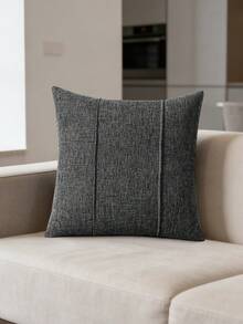 1/2 Piezas Funda de almohada estilo rústico de unicolor y diseño simple para cuadrada para decoración del hogar en sala de estar, dormitorio, sofá o cojín de coche (sin relleno de almohada) - Gris Oscuro - Ver 4