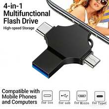 Unidad flash USB multifuncional 4 en 1 de 256GB, compatible con Apple/Android Type-C/Computadora, unidad USB de metal OTG de alta velocidad 3.0, plug and play - Ver 1